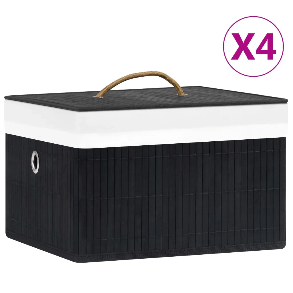 Scatole Portaoggetti 4 pz in BambÃ¹ Nere cod mxl 52253