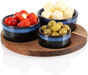Tavolino per Tapas in Legno di Olivo - Set di Tavoli per Tapas - Tavolino per Tapas - Tavolino per Formaggio in Legno di Olivo