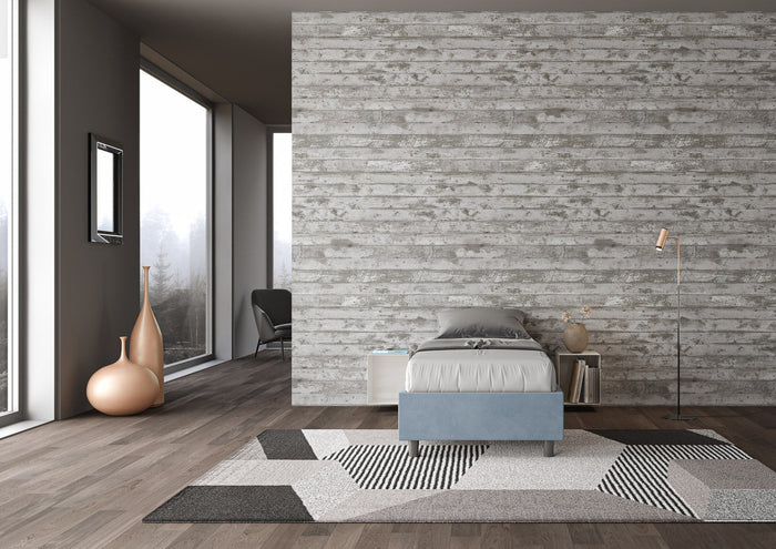 Letto Singolo Sommier 80x210 cm Senza Rete Azelia Azzurro