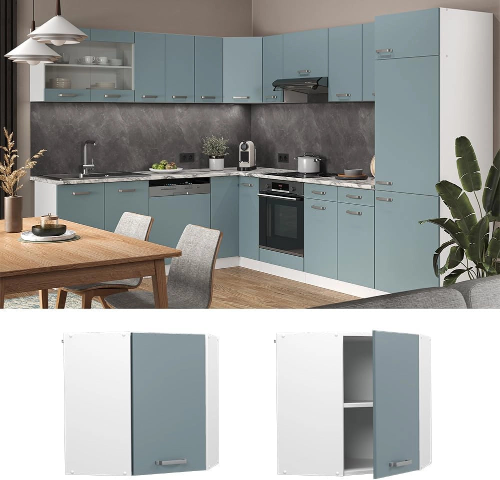 Mobile angolare da cucina R-Line, Grigio-blu, 57 cm, per la libera combinazione all'interno di sistemi cucina modulari