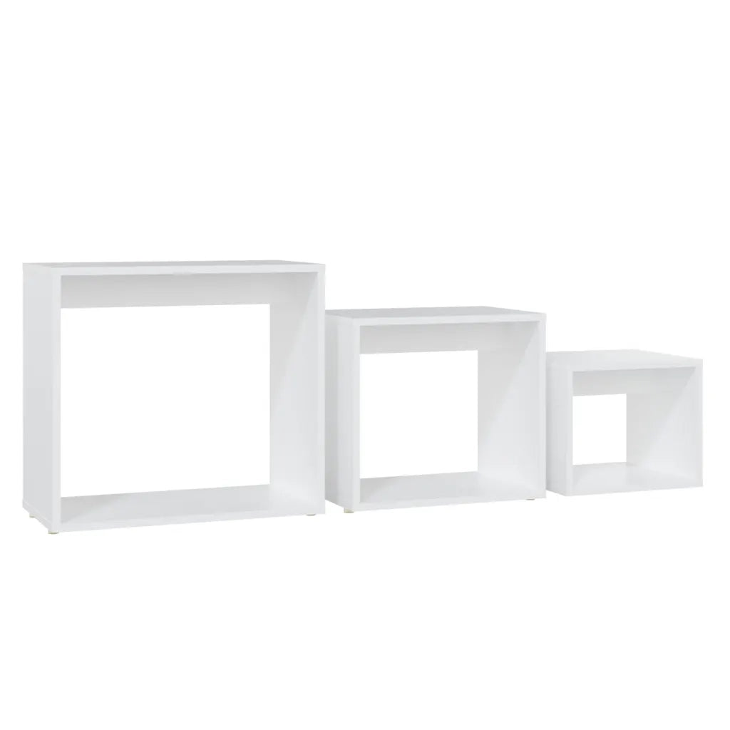 Tavolini Impilabili 3 pz Bianchi in Legno Multistrato 808576