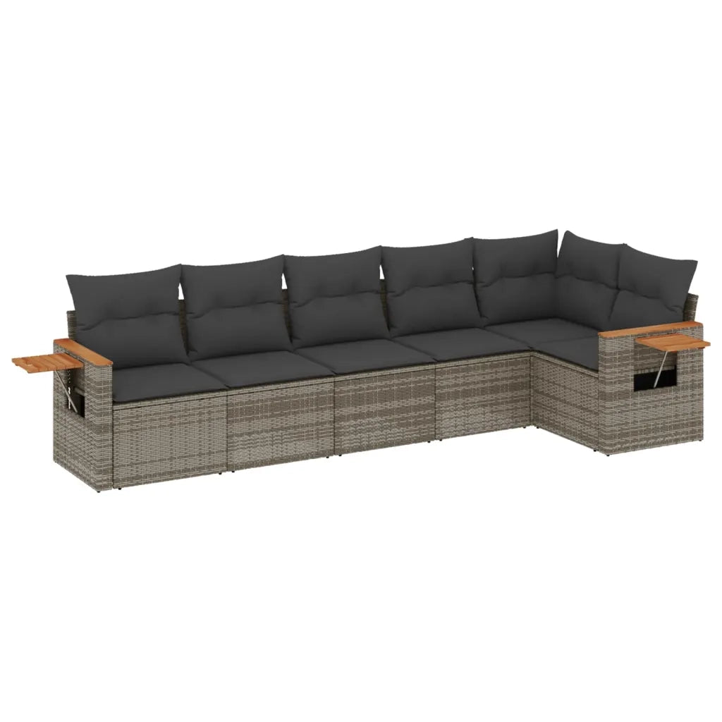 Set Divano da Giardino 6 pz con Cuscini Grigio in Polyrattan 3259232