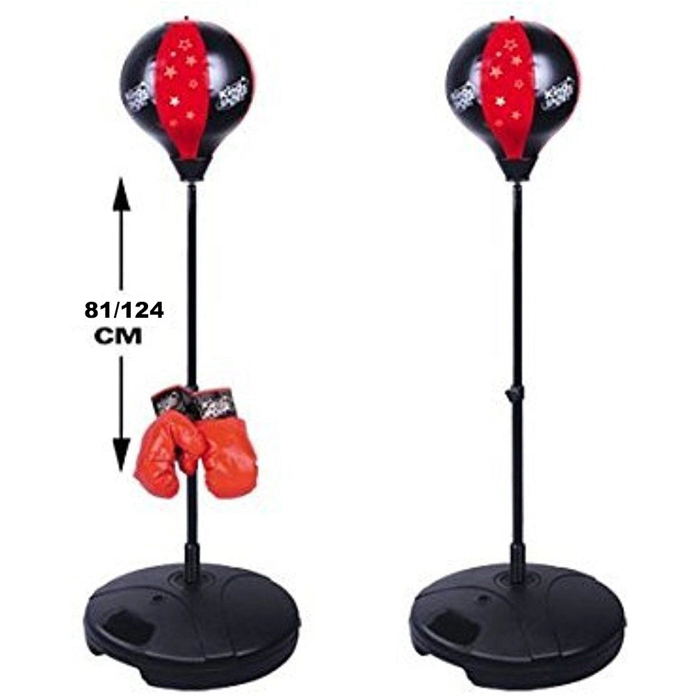 Punching Ball per Bambini Asta Regolabile 124 Cm con Guantoni e Base Riempibile
