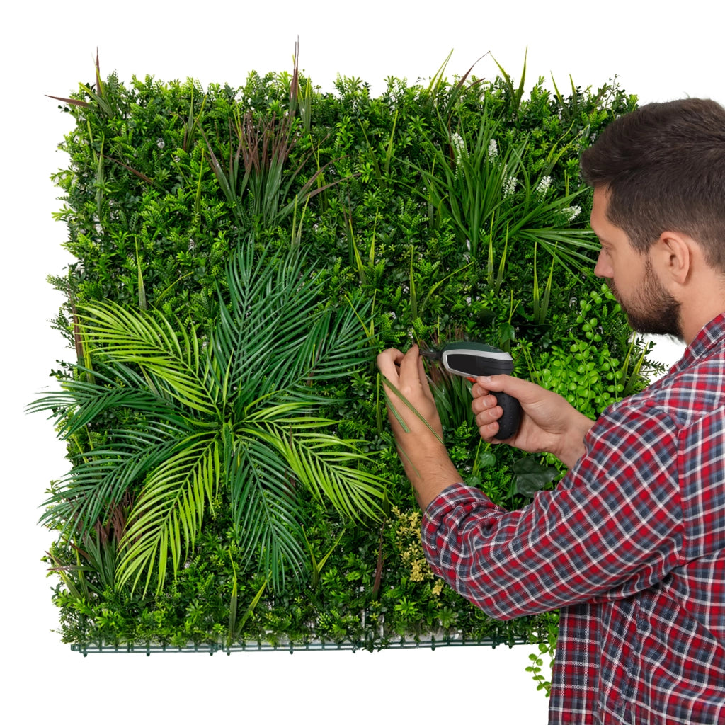 Piastrelle da Parete con Piante Artificiali 1m x 1m (2pz) Pannello Erba Alina per Giardino e Arredo Casa