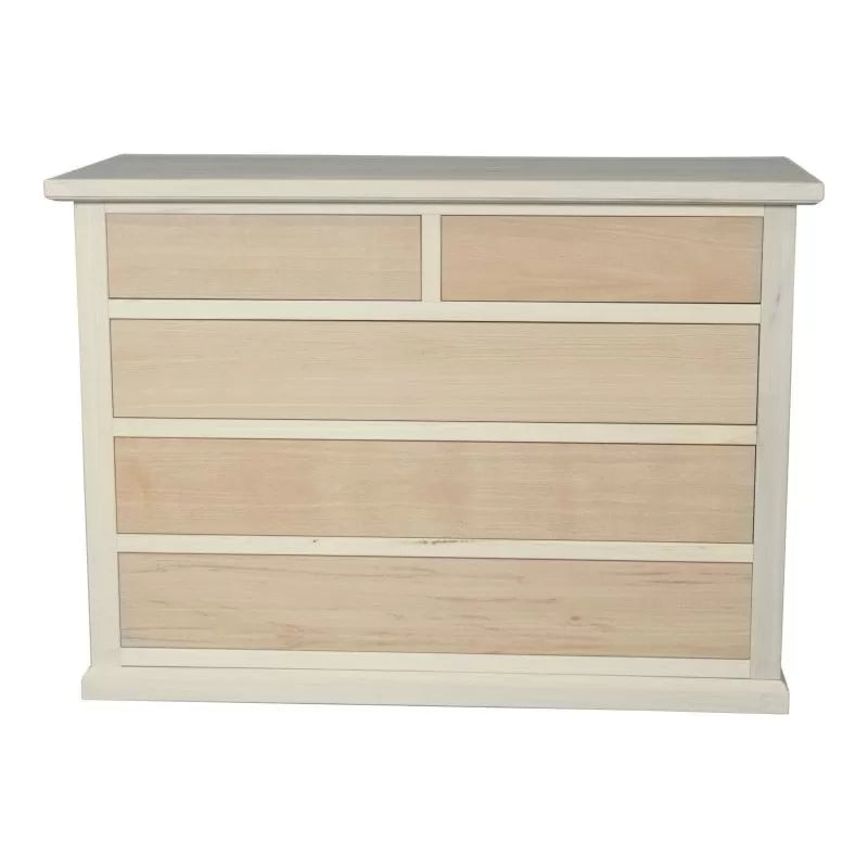 Cassettiera classica 5 cassetti in legno grezzo 120x50x85 - Mobili 2G