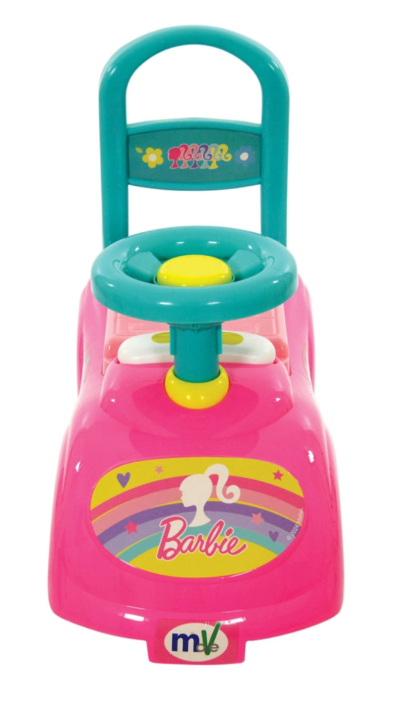 Macchina Cavalcabile per Bambini Volante Direzionabile Vano Contenitore e Telefono Barbie Rosa e Verde Acqua