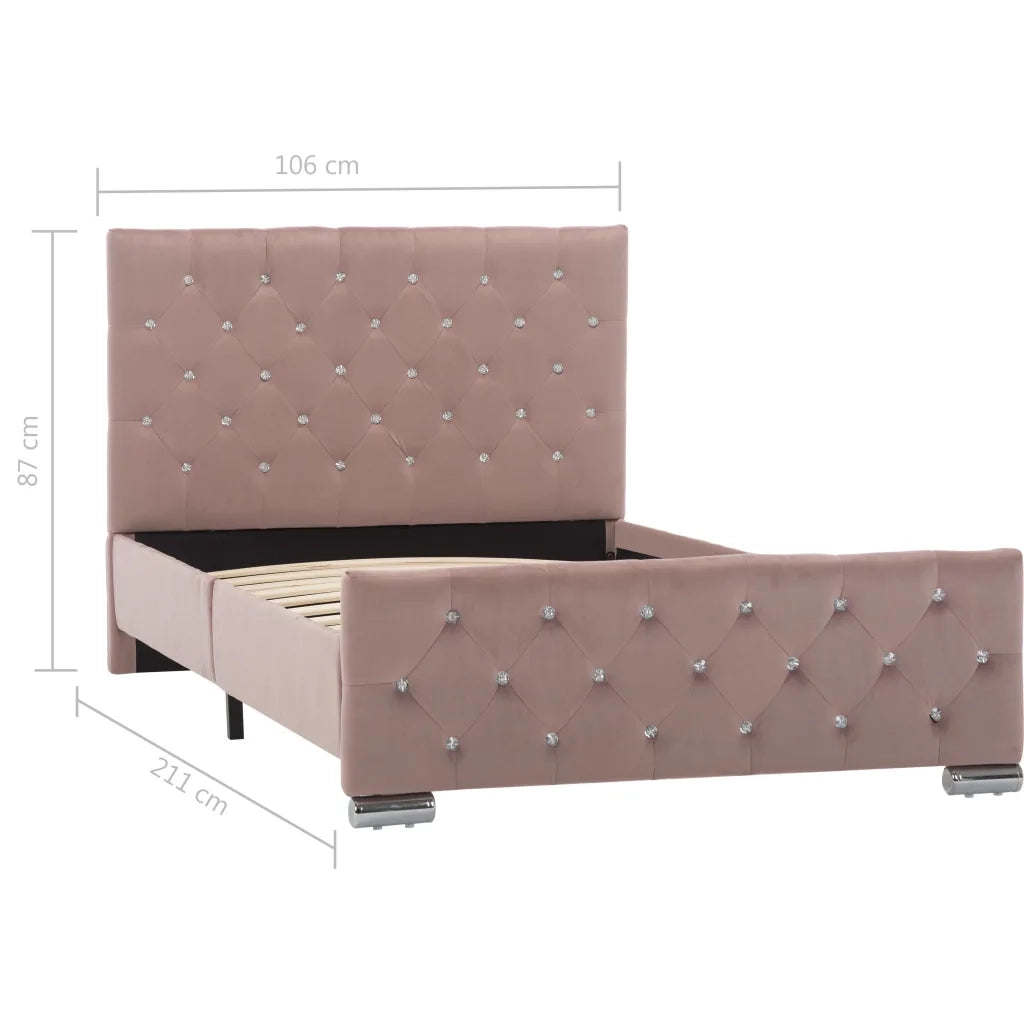 Letto singolo | Letto per adulti | Giroletto Rosa in Velluto 100x200 cm