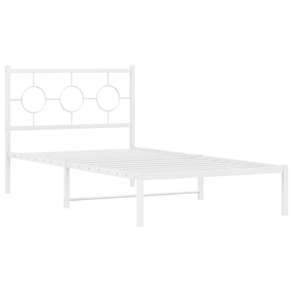 Giroletto con Testiera Metallo Bianco 100x190 cm 376269