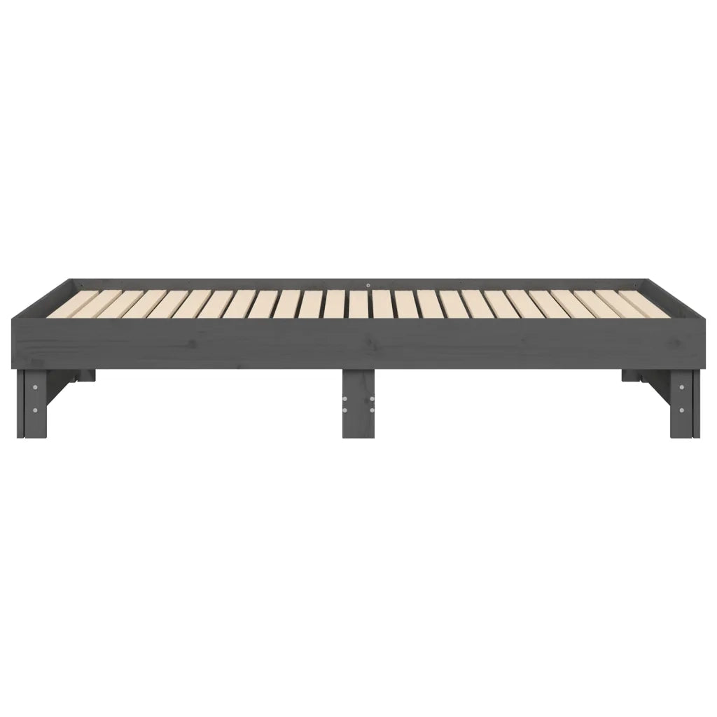 Dormeuse Estraibile Grigia 2x(90x190) cm Legno Massello di Pino 823391
