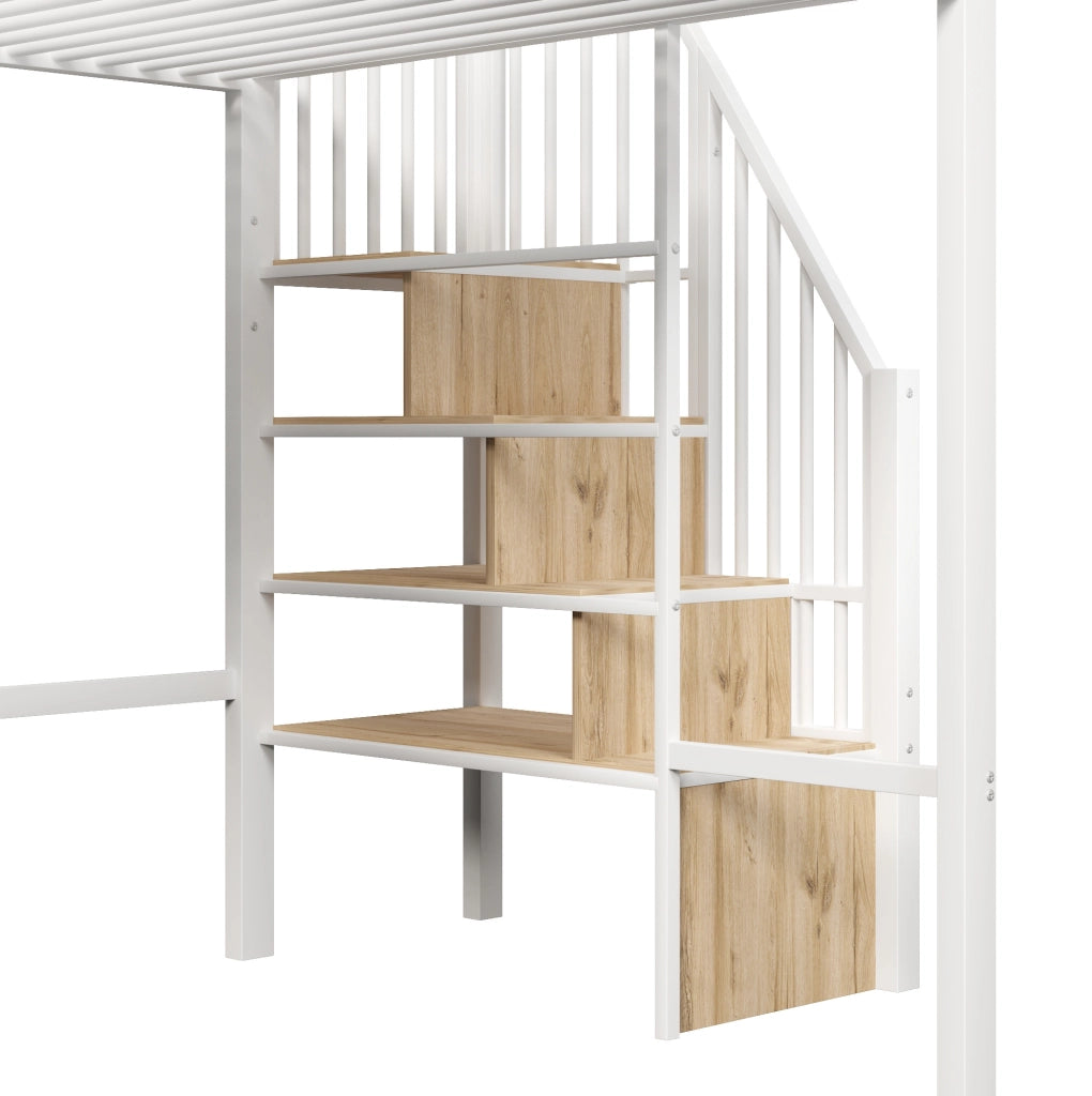 Letto a soppalco 140x200 cm con scala contenitore e area gioco
