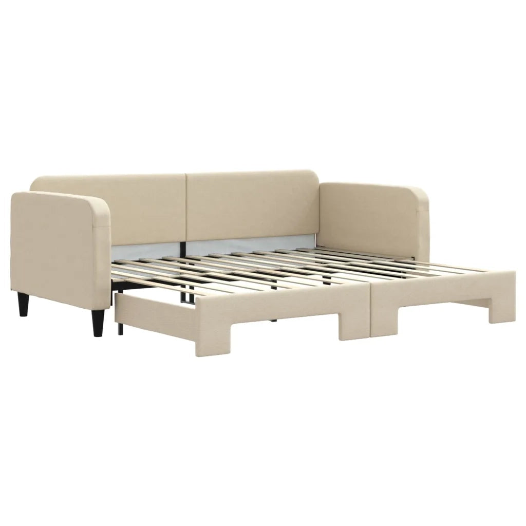 Divano Letto con Letto Estraibile Crema 90x200 cm in Tessuto 3196820