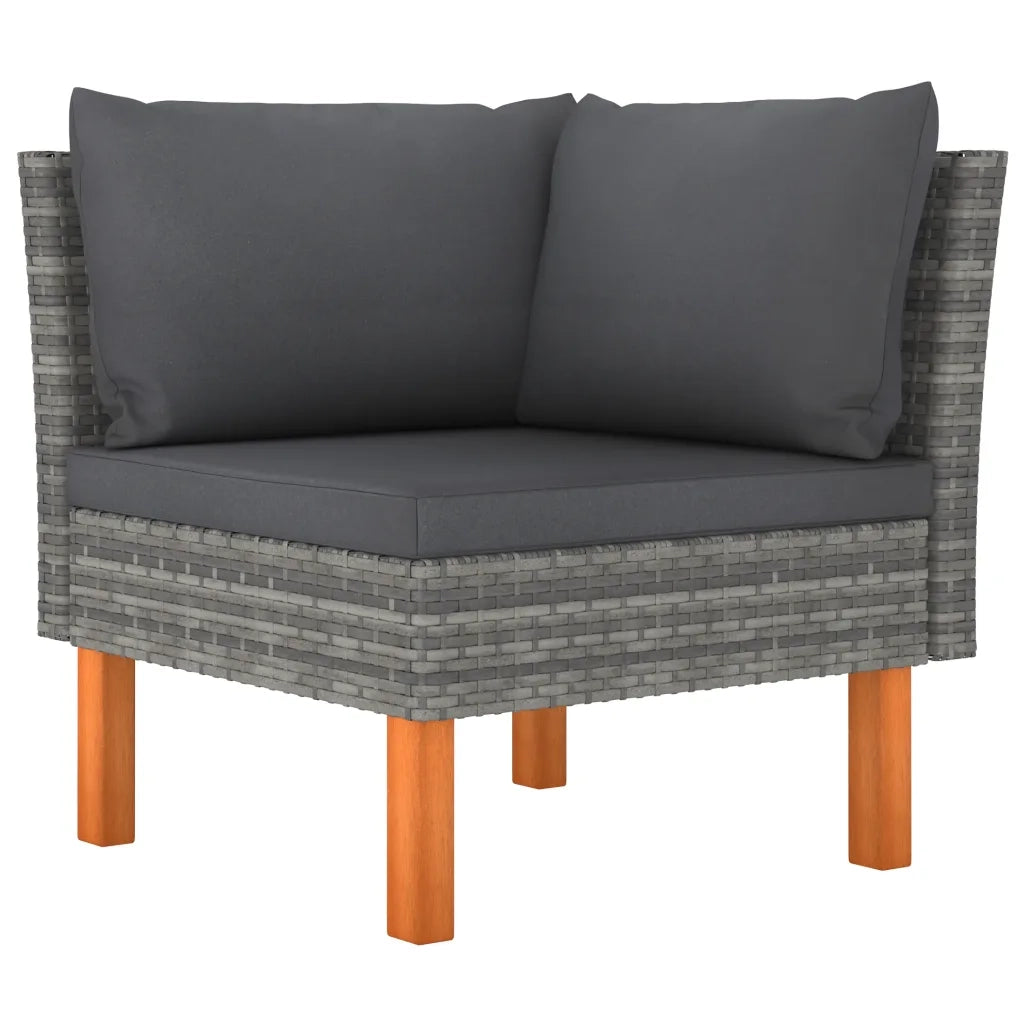Poltrone Angolari 2 pz Polyrattan e Legno Massello di Eucalipto CFW1086774
