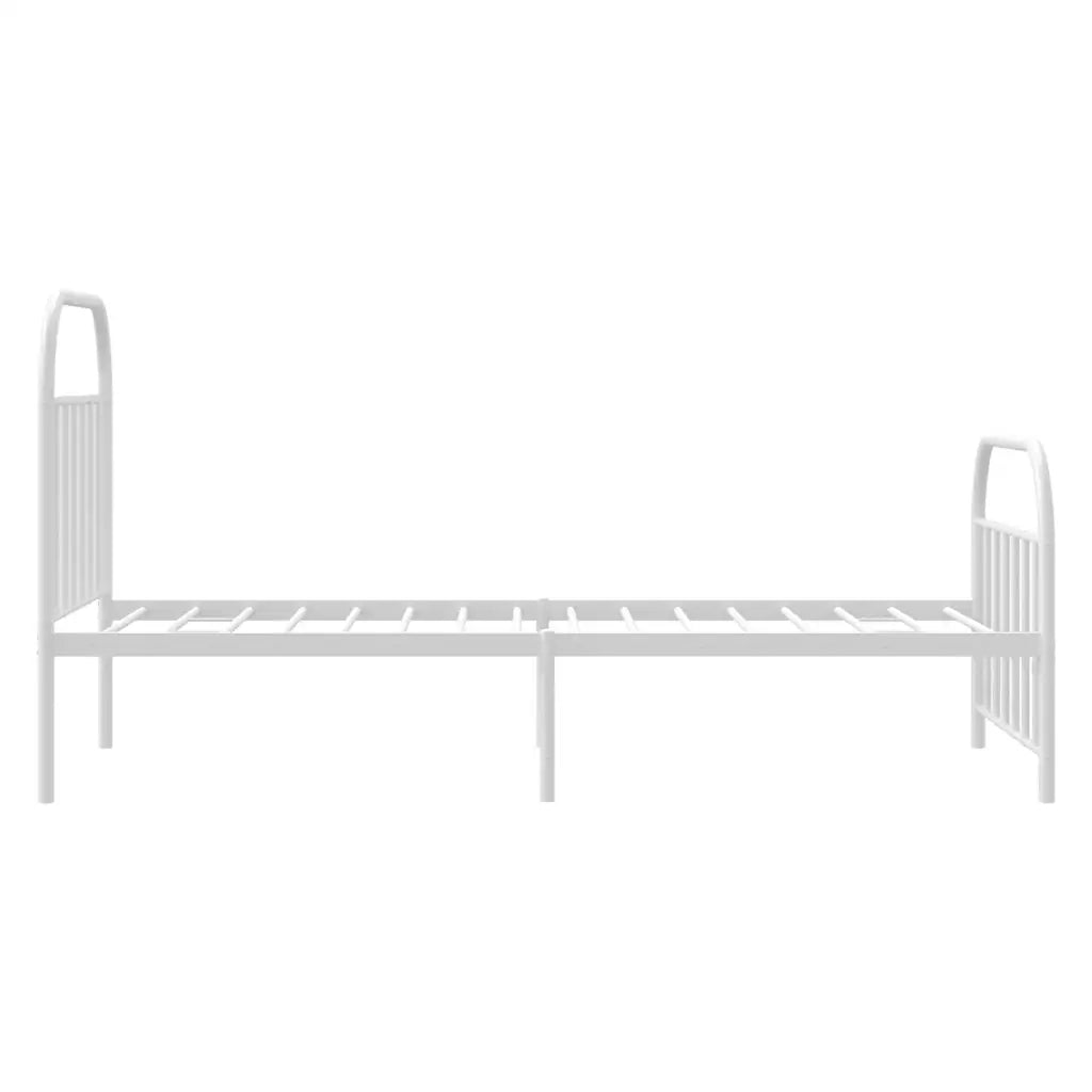 Giroletto con Testiera e Pediera Metallo Bianco 100x190 cm 353696