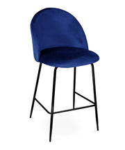 Sgabello cucina imbottito, sgabello alto in velluto blu piede nero – Nicole - SG07NIPN