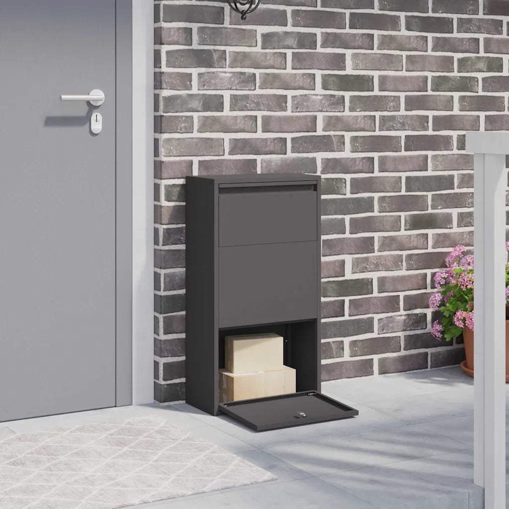 Cassetta per pacchi con porta Nero 44 x 22 x 82 cm Acciaio 874919