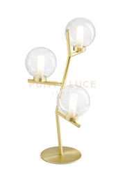CAMELY LAMPADA DA TAVOLO 3 LUCI ORO SPAZZOLATO ATTACCO G9 D.12CM IN VETRO TRASPARENTE