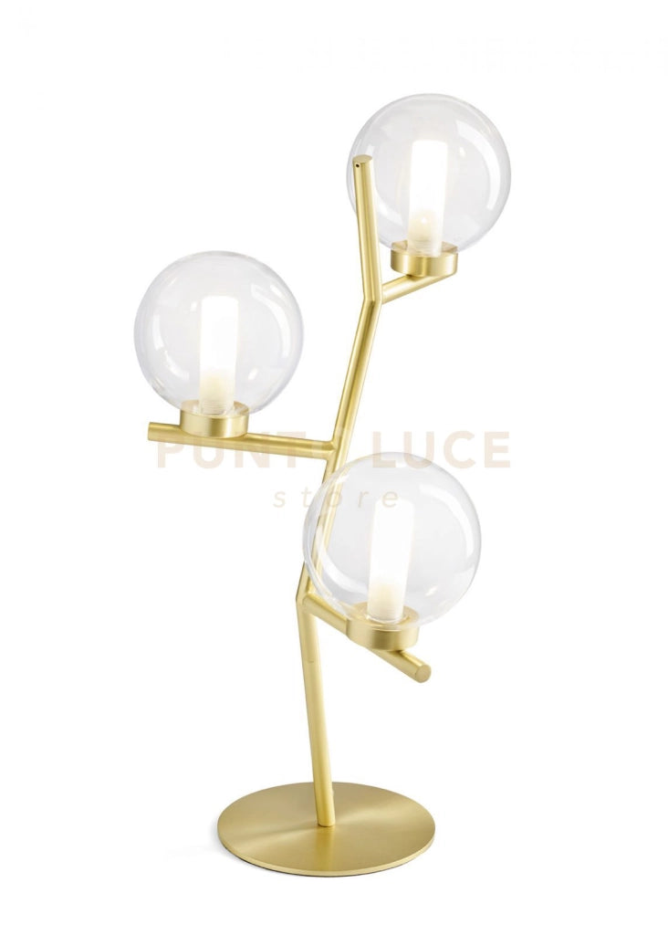 CAMELY LAMPADA DA TAVOLO 3 LUCI ORO SPAZZOLATO ATTACCO G9 D.12CM IN VETRO TRASPARENTE