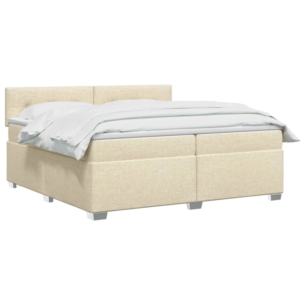 Letto box spring con materasso Crema 200 x 200 cm Tessuto 3450563