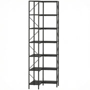 Libreria ad Angolo 60x60x198 cm a 7 Ripiani StileIndustriale Telaio in Metallo Effetto Legno Nero