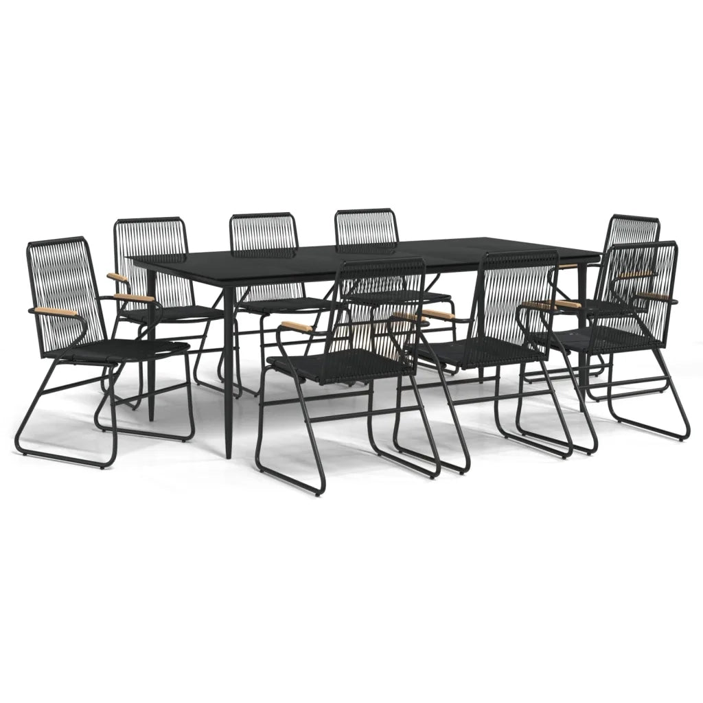 Set da Pranzo da Giardino 9 pz Nero in Rattan PVC 3099220