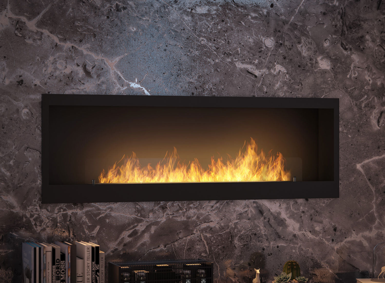 Camino a Bioetanolo da Incasso 50x22x150 cm Inside 1500 Nero con Vetro