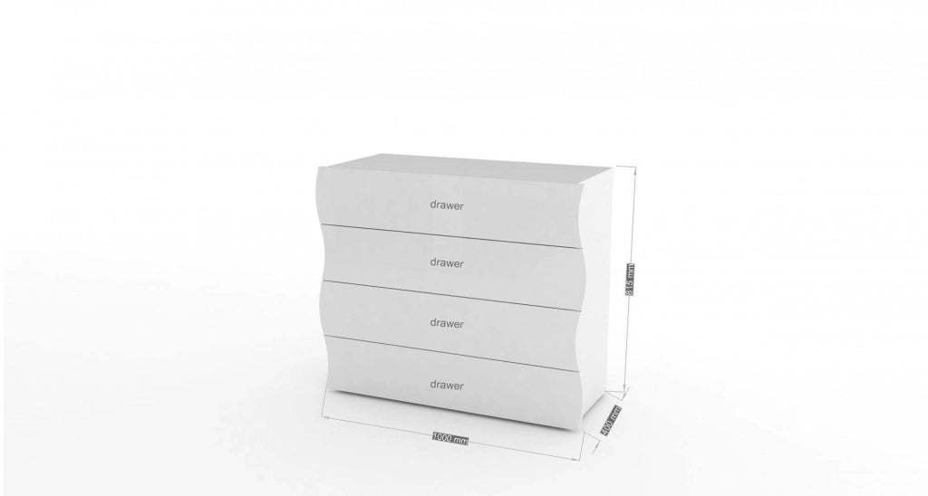 Cassettiera Hecate, Settimanale 4 cassetti, ComÒ² per camera da letto, 100% Made in Italy, cm 98x40h82, Bianco lucido