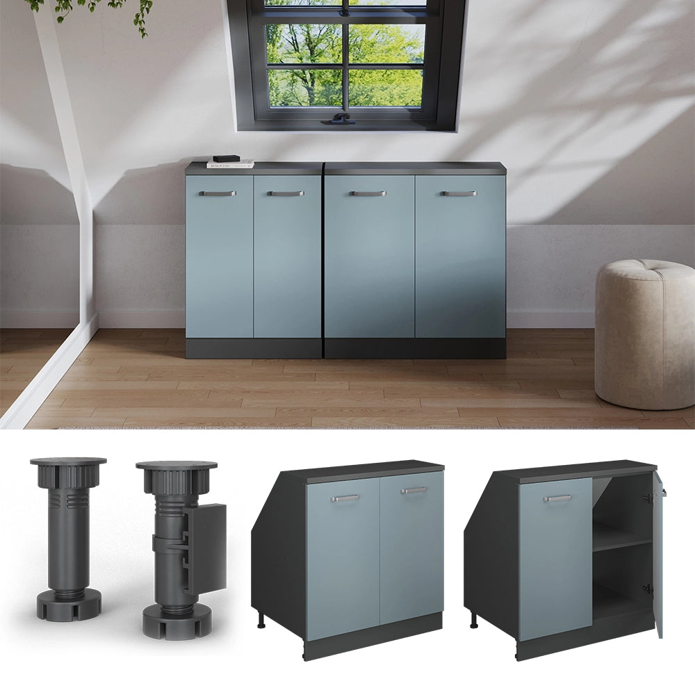 Mobile sottotetto Rion Grigio-blu/Antracite 80 x 83.8 cm con 2 porte, carcassa 60 cm profondità Vicco