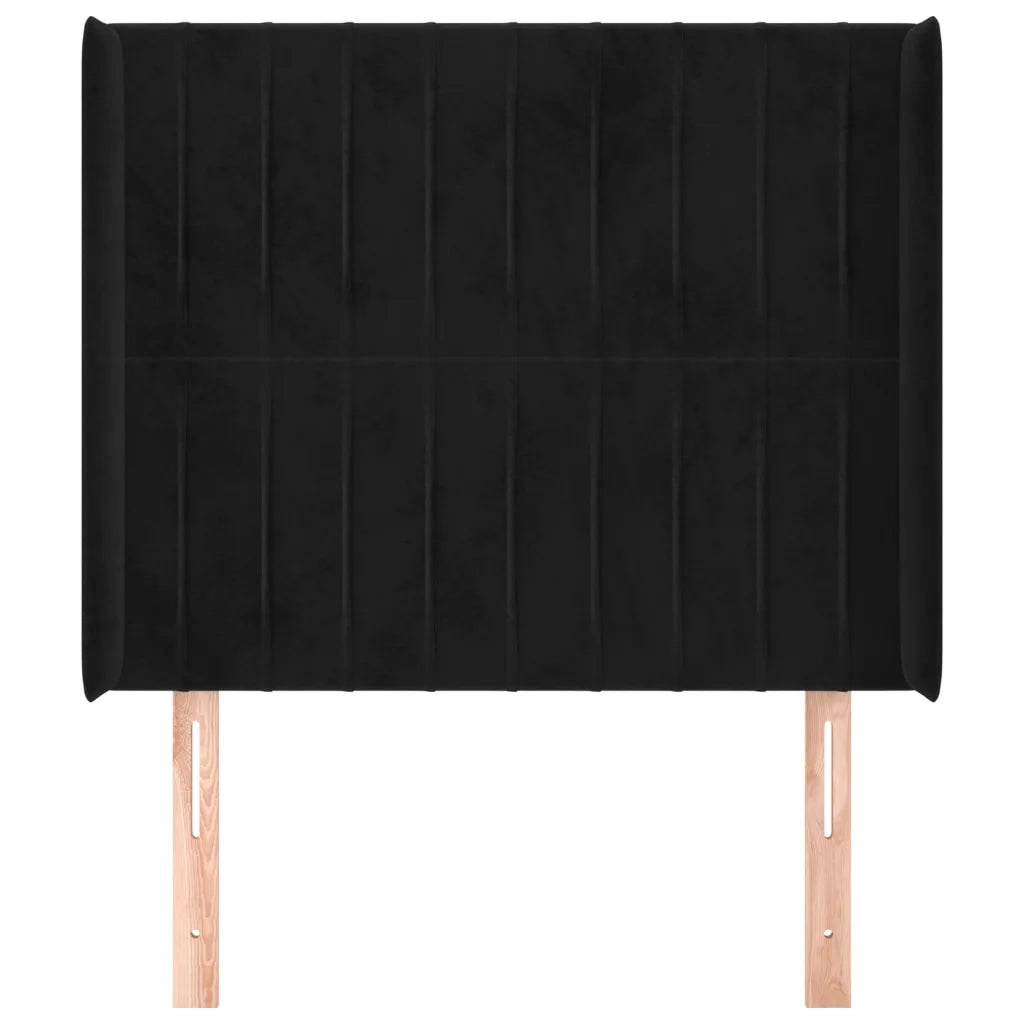 Testiera | Testata ad Orecchio Nera 93x16x118/128 cm in Velluto