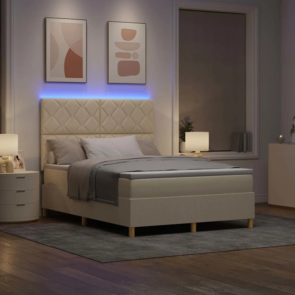 Letto a molle con materasso Crema 140 x 200 cm Tessuto 3343185