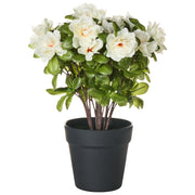 Pianta artificiale di rododendro in vaso Fiori bianchi Materiale sintetico 36 cm Accessorio decorativo per interni