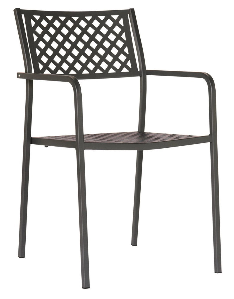 Set 2 Sedie da Giardino 54x58x84 cm in Acciaio con Braccioli RD Italia Lola Antracite