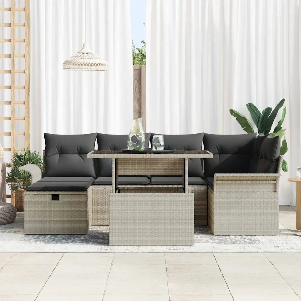 Set Divano da Giardino 7 pcs Grigio chiaro polyrattan 3359679