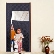 Gordino isolante magnetico termico per porte laterali con pannelli visibili in Oxford in cotone, riutilizzabile, per isolare la porta in inverno e in estate (nero, 90*H200 cm)