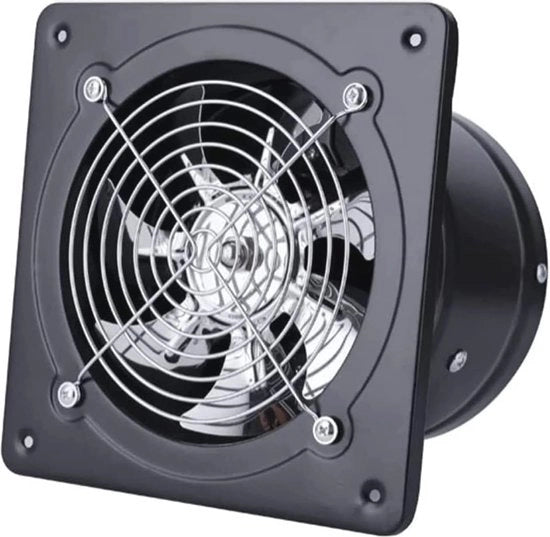 Ventilatore ad asse axiale silenzioso per bagno, 150 mm, metallico, nero