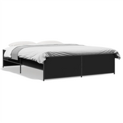 Letto matrimoniale | Letto per adulti | Giroletto Nero 140x200 cm in Legno Multistrato e Metallo
