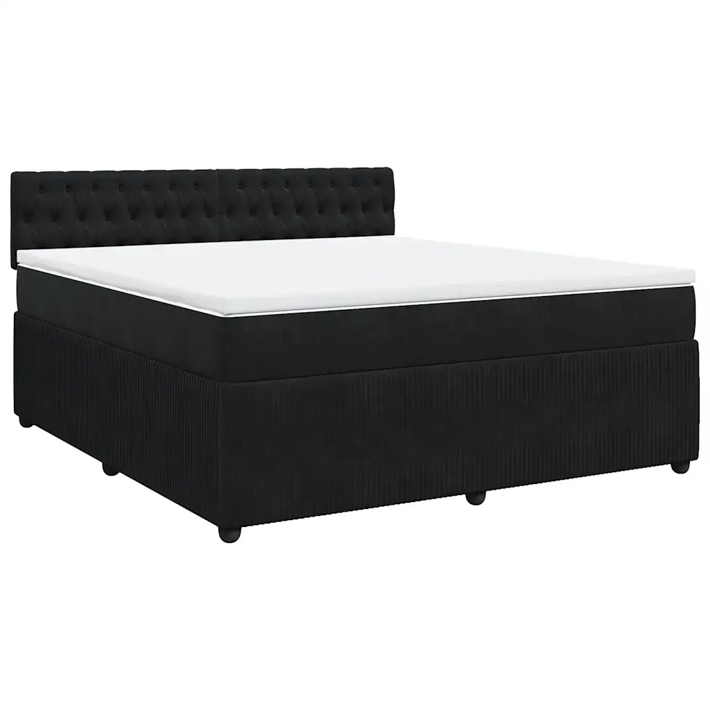 Giroletto a Molle con Materasso Nero 180x200 cm in Velluto 3290114