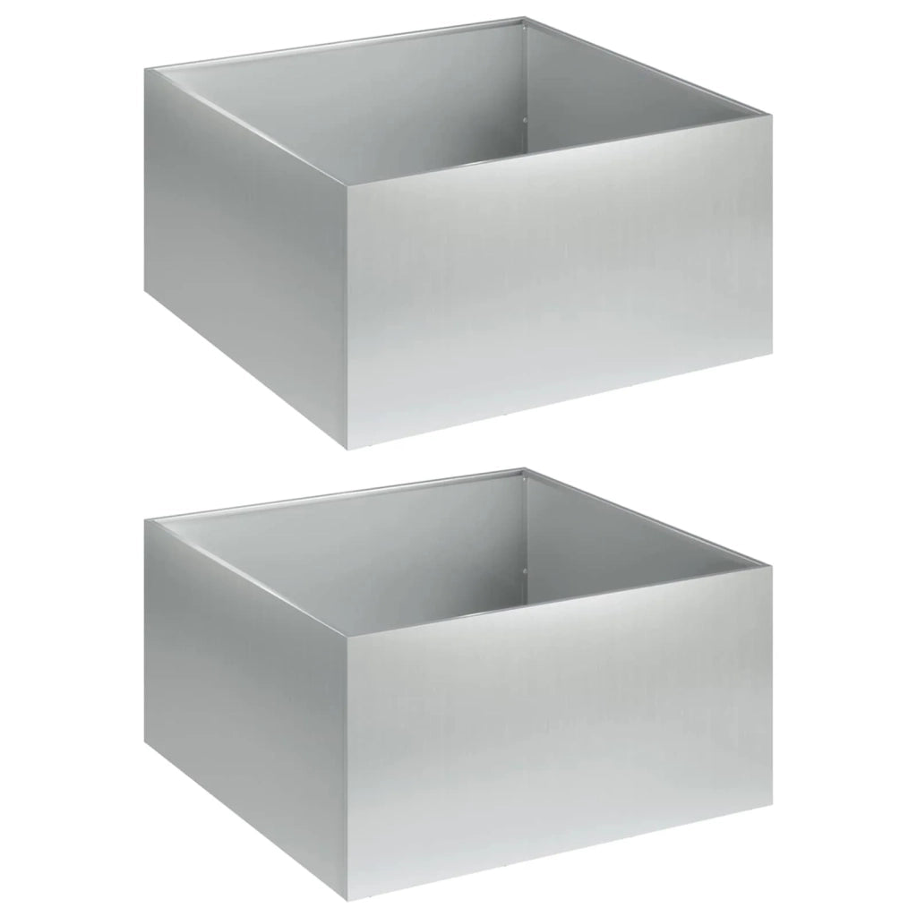 Vaso da giardino 2 pz Argento 60 x 60 x 30 cm Acciaio zincato 8005061