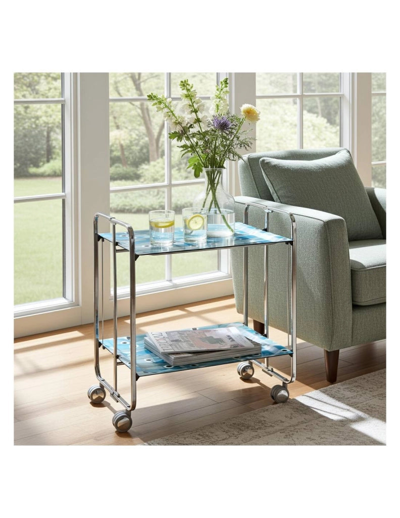 Carrello da cucina pieghevole cromato con ruote BAUHAUS 2 ripiani