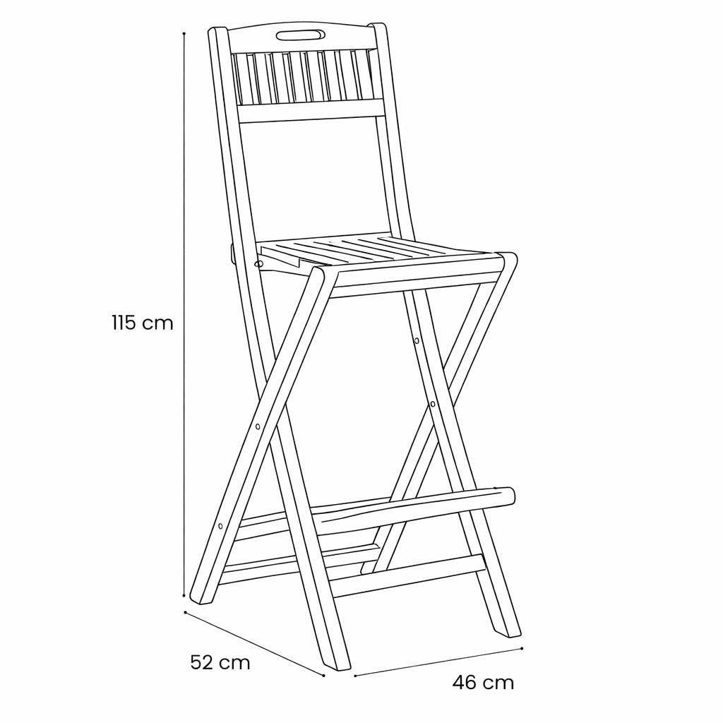 Set di 2 Sgabelli pieghevoli da esterno in Legno Teak