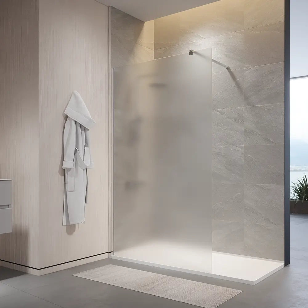 Doccia walk-in 100cm vetro temperato anticalcare 10mm opaco profili cromati | Naxos