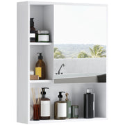 Armadietto Bagno con Specchio e Scaffale Regolabile ¨C zephmum ¨C Bianco, Truciolato, 60x15x76cm