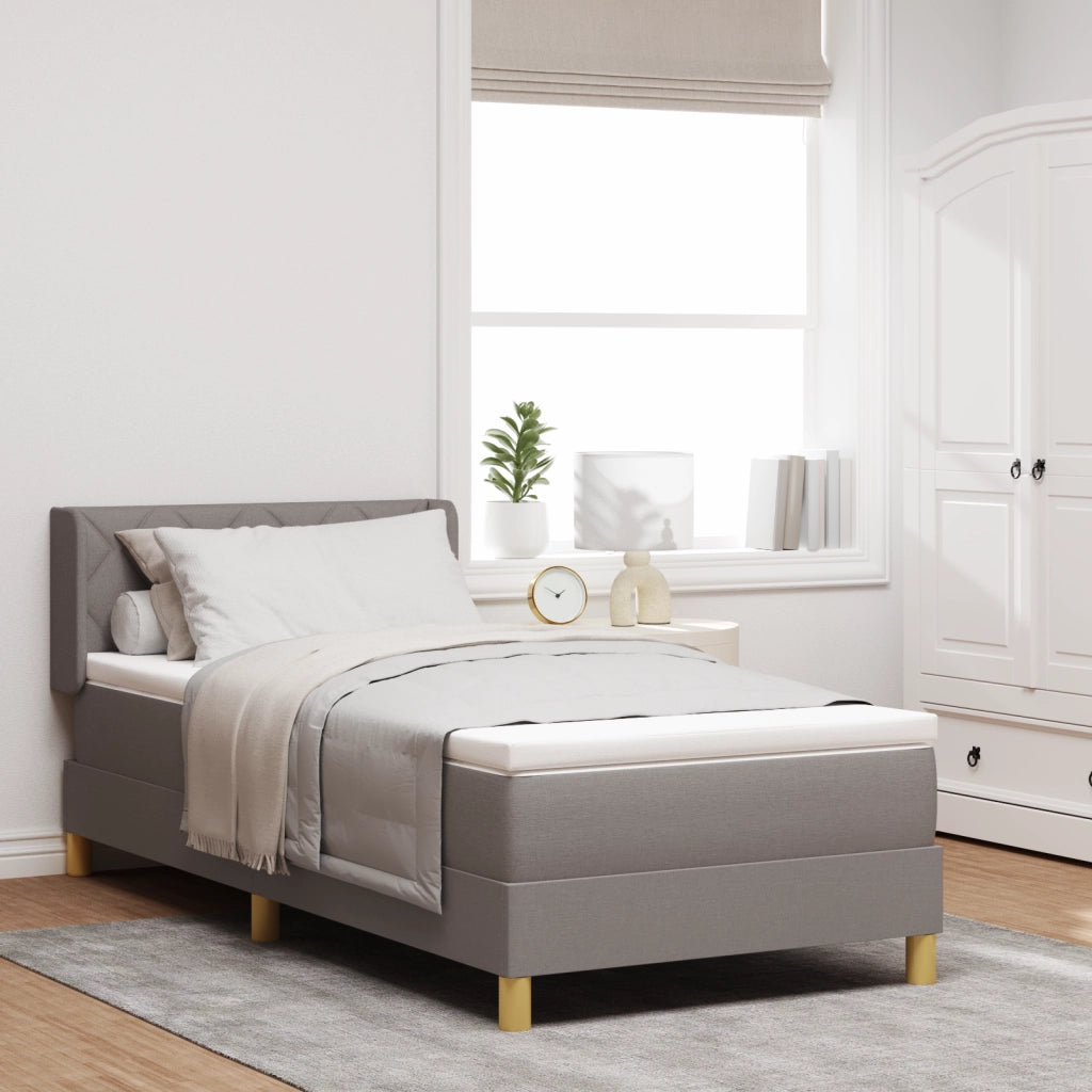 Letto con Rete a Molla e Materasso Tortora 90x200 cm Fabric