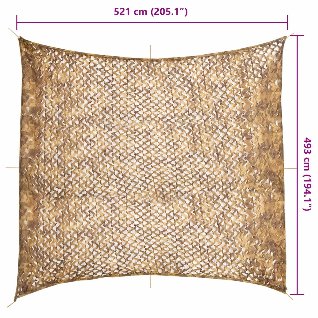 vidaXL Rete Mimetica con Custodia di Conservazione 521x493 cm Sabbia