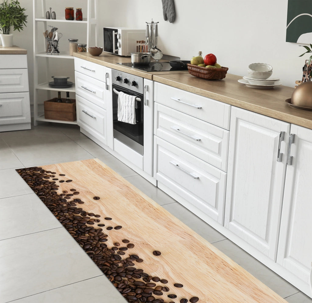 Tappeto Cucina Antiscivolo Made in Italy Passatoia Antimacchia Multiuso Corridoio Soggiorno Lavabile in Lavatrice - 50x200 - Chicchi Caffe