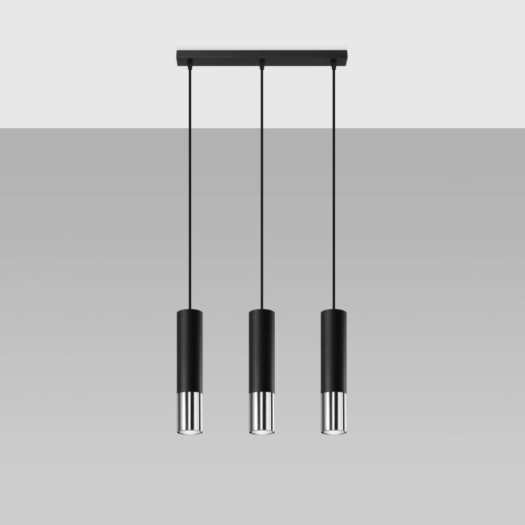 Lampadario Pure Lume Spirexez 3 luci GU10 nero/cromo