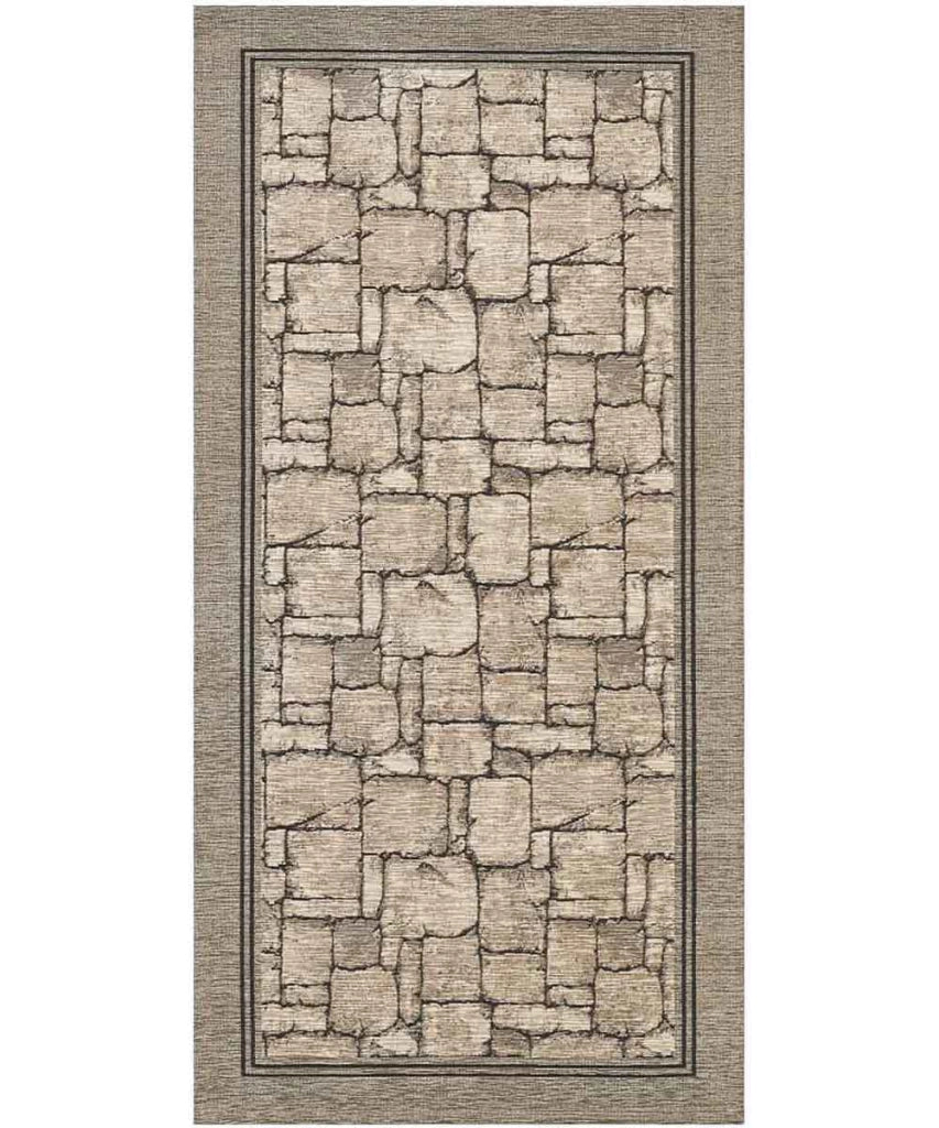 Tappeto WALL TORTORA disegno effetto muro pietra, tappetino multiuso lavabile antiscivolo cm.55x80