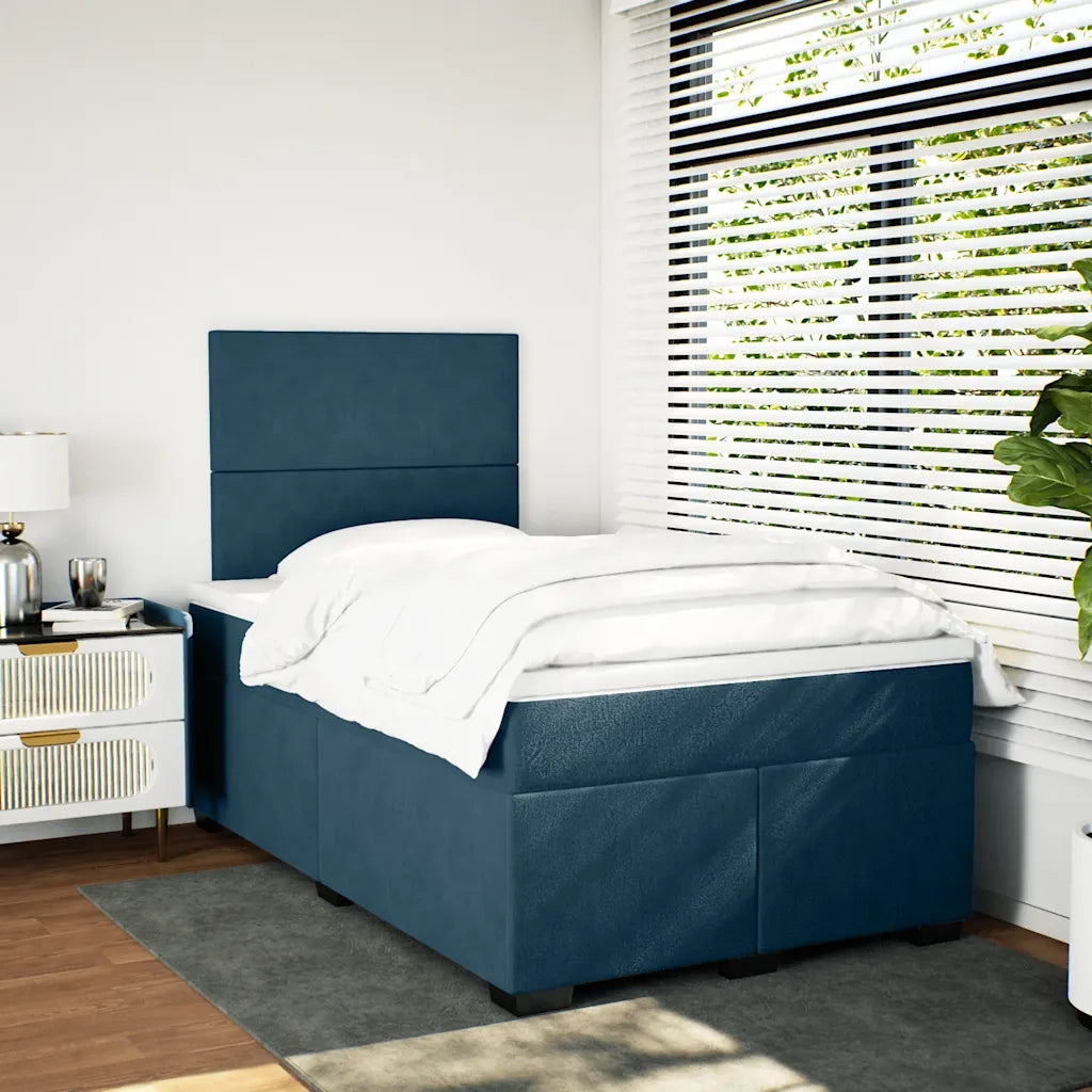 Giroletto a Molle con Materasso Blu 120x190 cm in Velluto 3293156