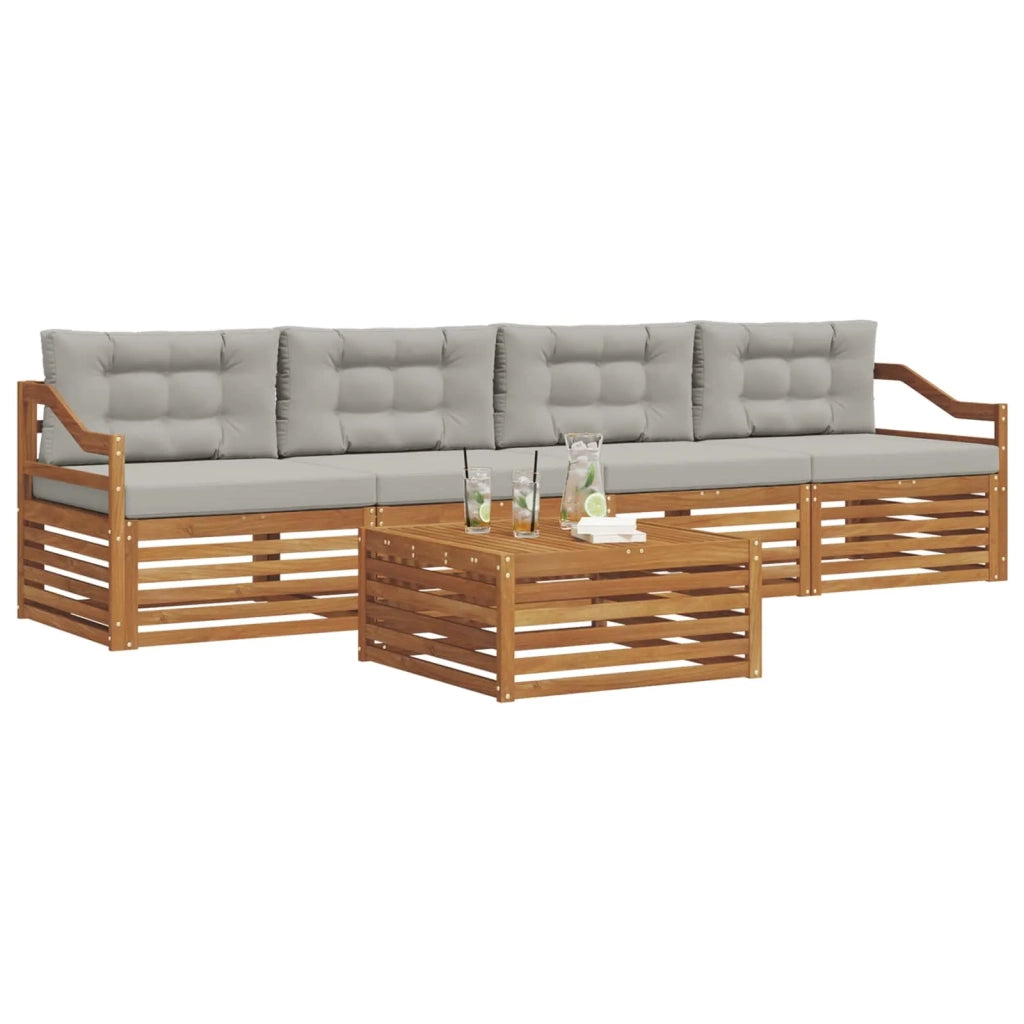 Set di divani da esterno 5 pcs Grigio Naturale e Chiaro 3372996