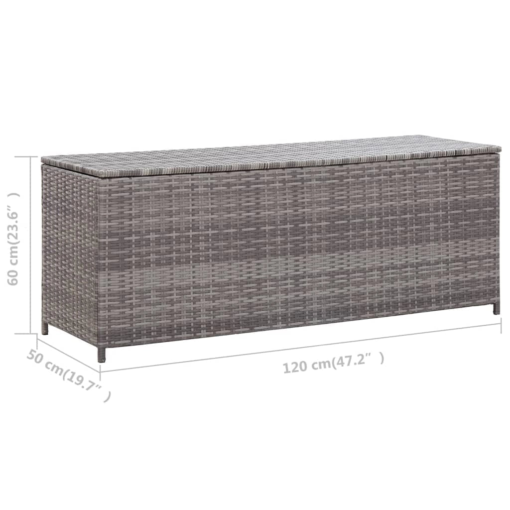 Contenitore/box da giardino 120 x 50 x 60 cm resina intrecciata grigia 02_0013080
