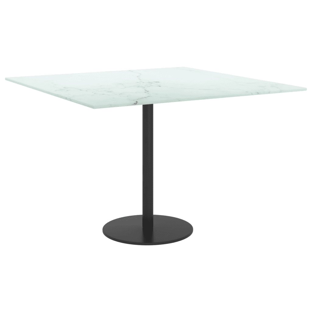 Piano Tavolo Bianco 60x60 cm 6mm Vetro Temperato Aspetto Marmo cod mxl 72554